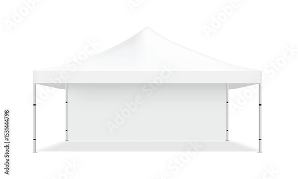 Fototapeta Wide Blank Canopy Tent Mockup Front View, Isolated On White Background. Vector Illustration