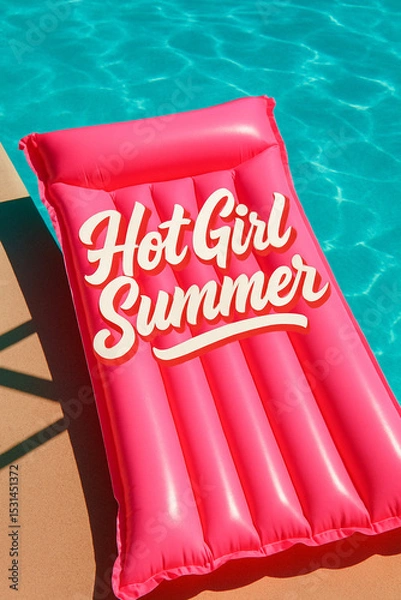 Fototapeta Hot Girl Summer: Inflatable Pool Float with Bold Summer Energy
