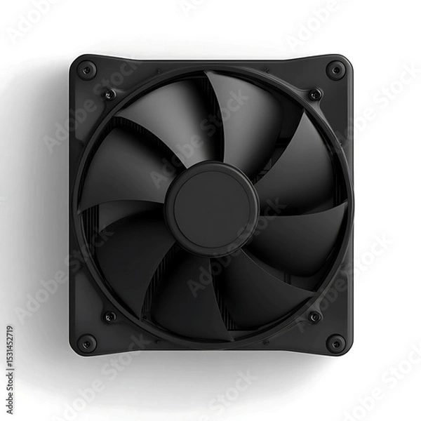Fototapeta Black computer cpu cooler fan isolated on white background