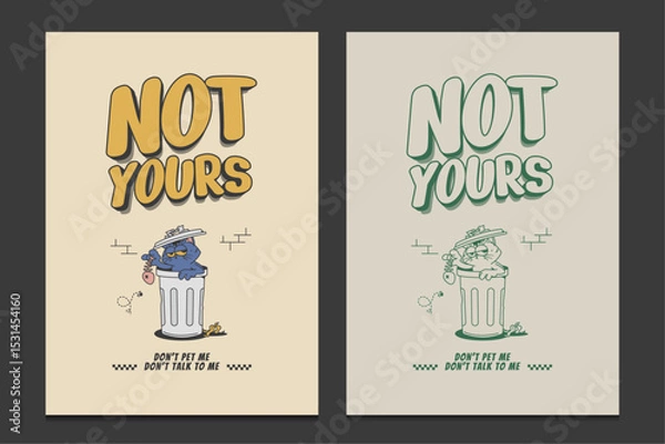 Obraz retro 30s cartoon poster with a grumpy cat, vector illustration