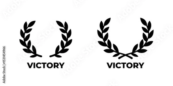Obraz Victory laurel wreath icons in solid flat black design. Award and champion symbol collection for sports or honor
