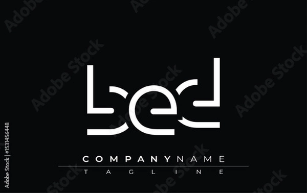 Fototapeta BED abstract letter design. Modern Business Logo Design With Abstract Typography and Contemporary Style