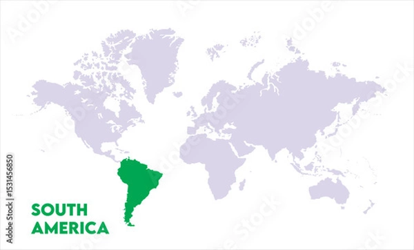 Fototapeta South America highlighted on world map-12, Map of South America, highlighted on the world map, South America on the world map, Satellite view, South America's location on the globe.
