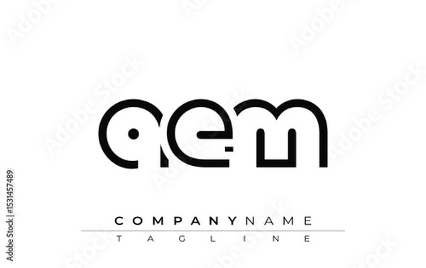 Fototapeta AEM abstract letter design. Modern Business Logo Design With Abstract Typography and Contemporary Style
