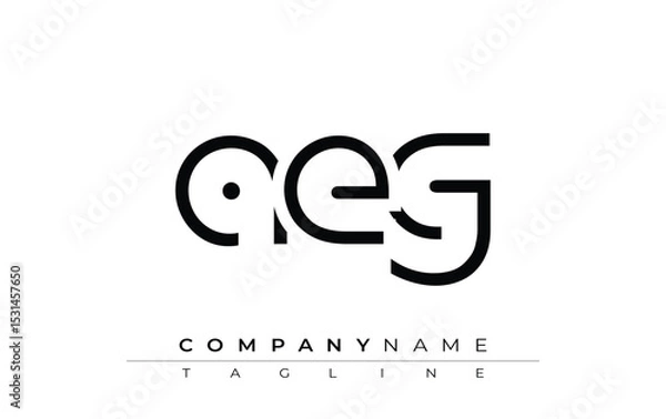 Fototapeta AEG abstract letter design. Modern Business Logo Design With Abstract Typography and Contemporary Style