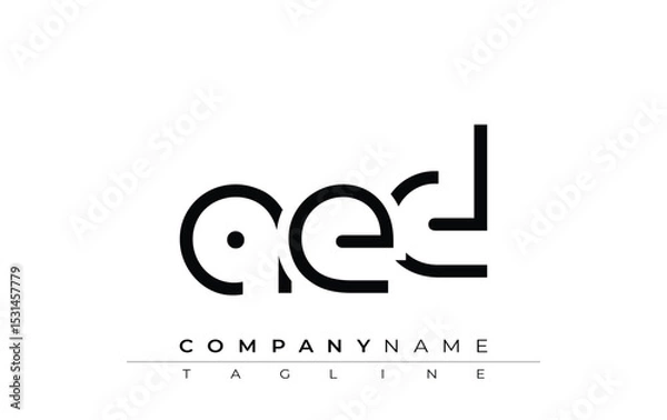 Fototapeta AED abstract letter design. Modern Business Logo Design With Abstract Typography and Contemporary Style