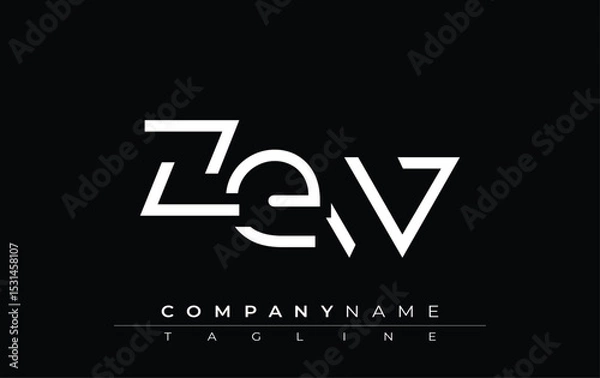Fototapeta ZEW abstract letter design. Modern Business Logo Design With Abstract Typography and Contemporary Style
