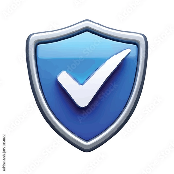 Fototapeta Secure Shield 3D Checkmark Icon Graphic