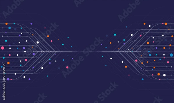 Fototapeta Ai technology. Concept of artificial intelligence. Dots lines. Digital, communication, science, networks