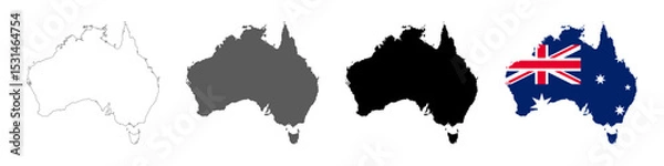 Fototapeta Australia map set. Australia vector map logo, symbol