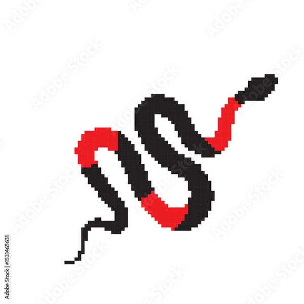 Obraz Pixel snake icon, 8 bit viper symbol, retro style computing serpent sign, simple snake silhouette