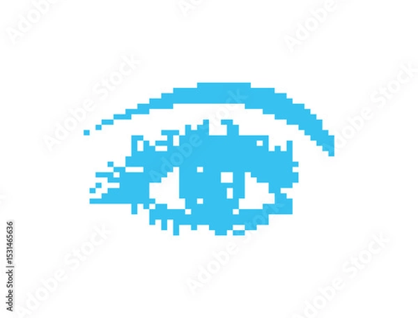 Obraz Pixel art eye icon, 8 bit retro style human eyeball, simple computing see symbol