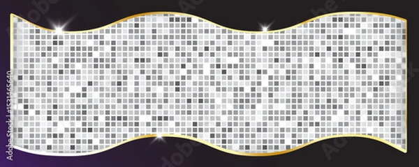 Obraz Disco ball pattern. Disco party glitter silver background, sparkle mosaic tile