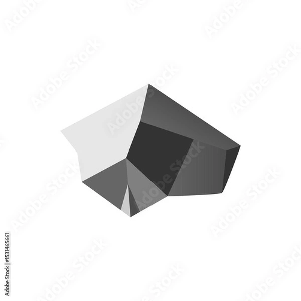 Obraz Rock stone vector flat icon. Solid boulder symbols, one grey gravel, single rocky stone illustration