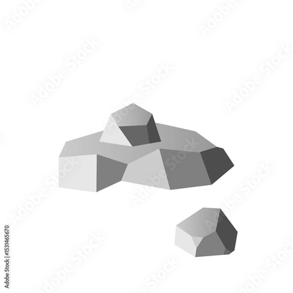 Obraz Big rock stone flat icon. Solid iron ore symbol, one grey granite, single concrete stone illustration