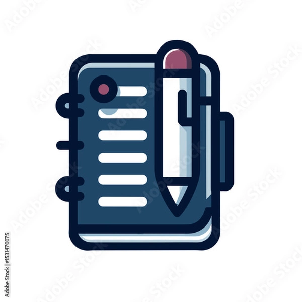 Obraz Stylish notepad with pen icon in modern flat design, colorful illustration