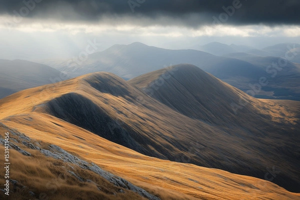 Obraz Stunning Mountain Range Landscape with Dramatic Lighting and Epic Scale