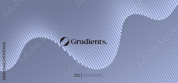 Fototapeta Wavy linear pattern with gradient colors. Vector presentation template. 