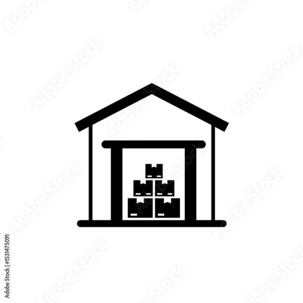 Obraz Warehouse icon with stacked boxes in a simple design  