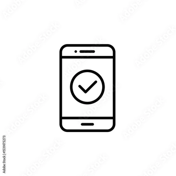 Obraz Smartphone with checkmark symbol representing confirmation or approval  