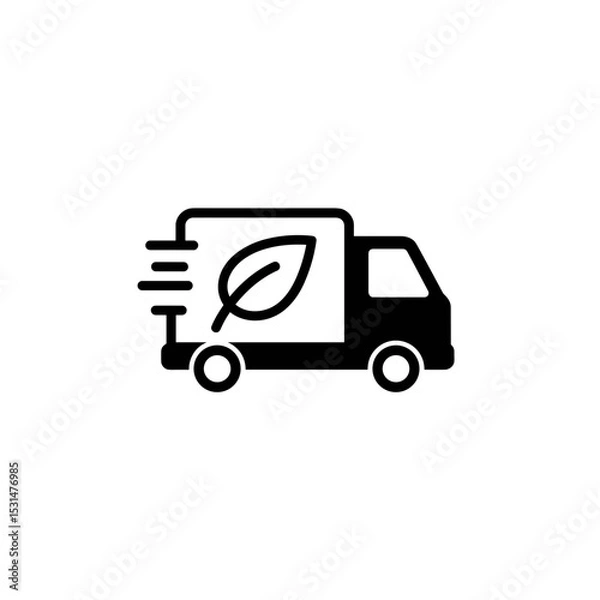 Obraz Delivery truck with leaf logo representing eco-friendly transport  