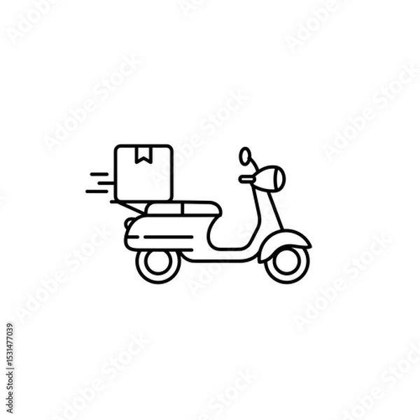 Obraz Delivery scooter with package driving fast in minimalist style  