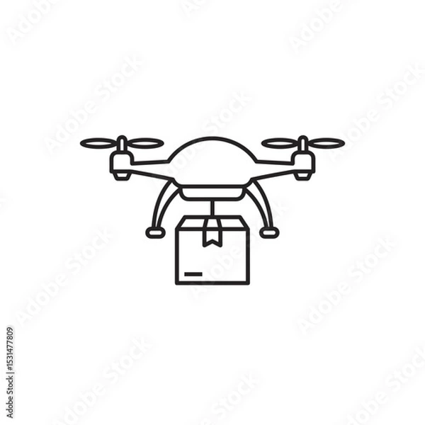 Obraz Drone delivering package with cargo in minimalistic style  