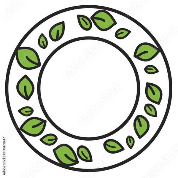 Obraz Decorative plate design with green leaves in modern style  