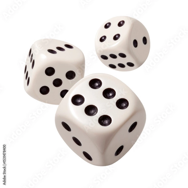 Obraz Three dice in the air on a white background
