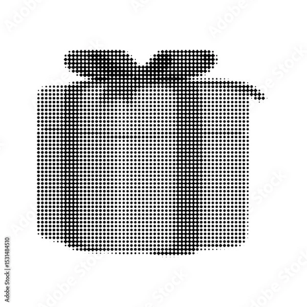 Obraz Vector illustration of a halftone gift box with ribbon, perfect for festive designs, celebrations, and holiday marketing. Trendy retro dotted style for versatile use.