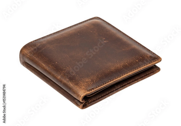 Obraz Distressed Brown Leather Wallet A Classic Accessory for Men and Women