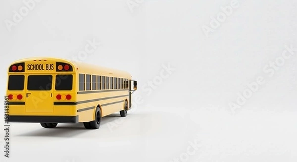 Obraz Model school bus in yellow color facing right on white background  