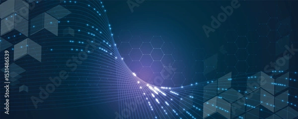 Fototapeta Abstract futuristic high technology and science background with light effect