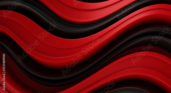 Obraz Abstract Red and Black Wavy Lines Background
