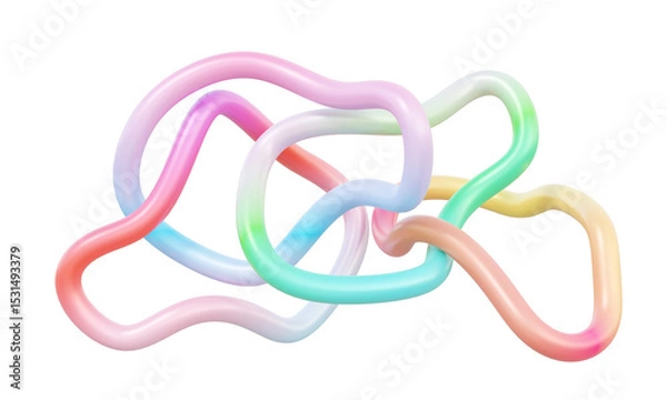 Obraz Gradient line colorful spiral tangled modern curve wave design artwork on isolated background. 3d render illustration