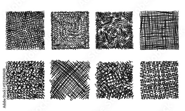 Fototapeta Eight backgrounds with various hand-drawn textures. Doodles and squiggles. Vector set