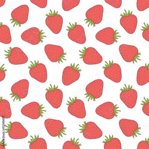Fototapeta Strawberry seamless pattern vector illustration