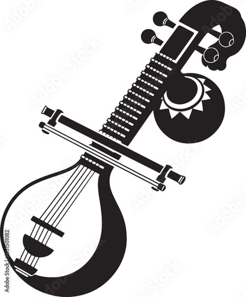 Obraz Vector silhouette Indian Veena illutration