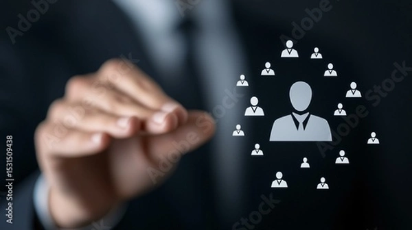 Obraz A human resources team consisting of members with different expertise, developing a comprehensive talent management strategy on a shared digital platform, highlighting workforce planning, employee