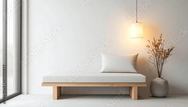 Fototapeta Brutalist Reading Nook with Cushion and Texture. Interior Design Mockup