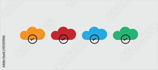Obraz Connected Cloud Computing Icon on gray background 