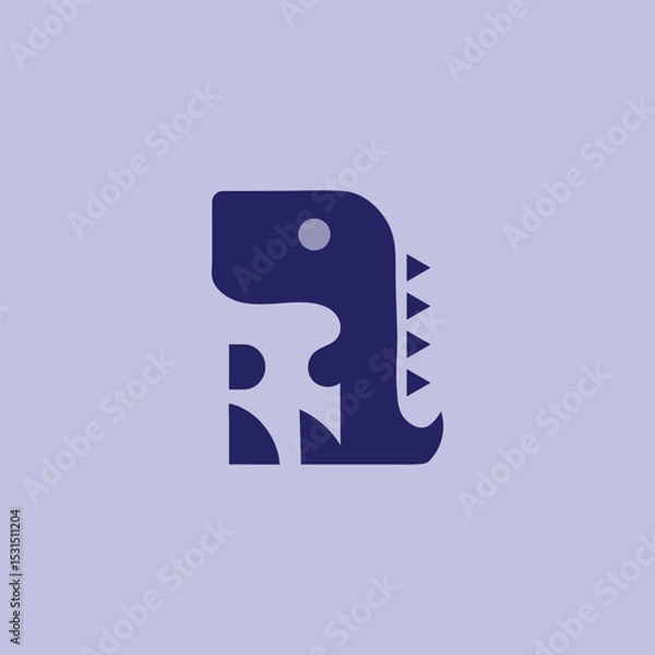 Obraz Cute blue crocodile flat vector logo simple minimalist design
