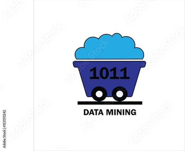 Fototapeta Data Mining vector icon  for business and organization. Data set, process, classification, database, data analytic and evaluation. Minimal vector infographic