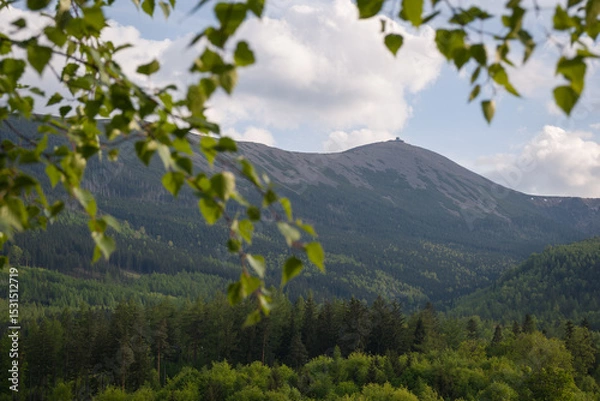 Obraz Sniezka Mountain Peak with Observatory, Karkonosze National Park, Poland