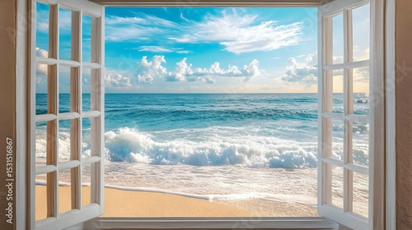 Fototapeta Stunning View of Sandy Beach and   3BF55