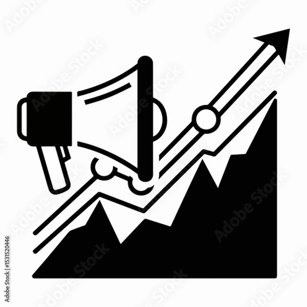 Fototapeta Marketing strategy growth chart with megaphone icon