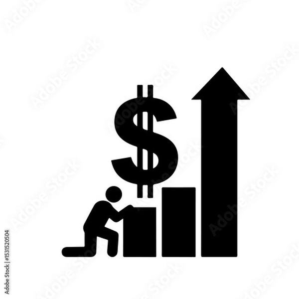 Fototapeta Person pushing up bar graph showing financial growth and success
