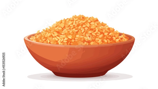 Obraz Rice Bowl Vector Illustration Isolated on White Background