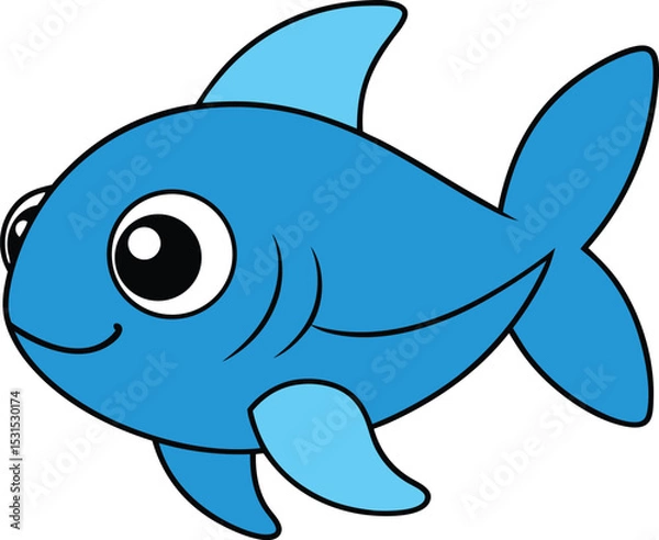 Obraz shiny shad   cartoon fish on white background   ff.eps
