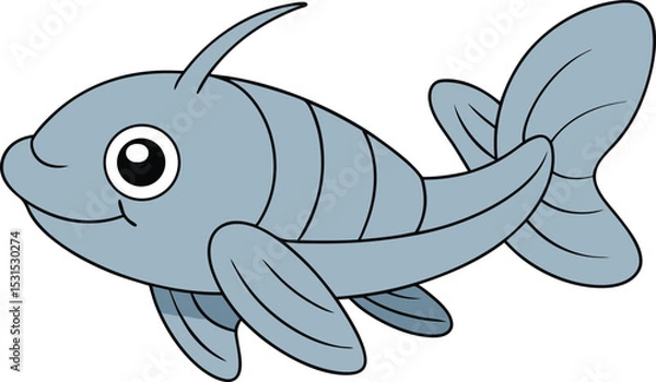 Obraz silvy silverfish   cartoon fish on white backgroun.eps
